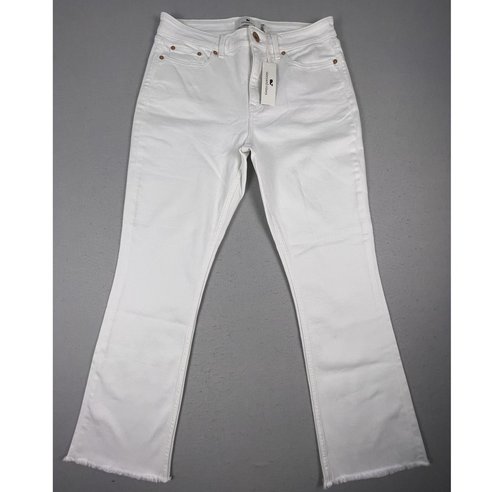 Vineyard Vines Jeans Womens 30 White Jamie High Rise Kick Flare Candiani Denim